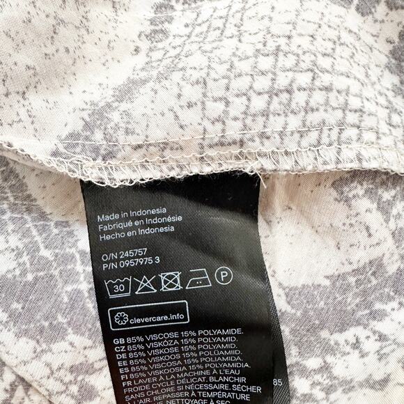 H&M Snakeskin Print Shirt Dress Tunic Top XS Long Sleeve Tie Waist - Picture 5 of 9